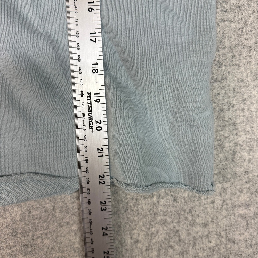 Eileen Fisher Hoodie Sweatshirt Size Medium Blue Boxy Raw Hem French Terry Pullo - Picture 5 of 9